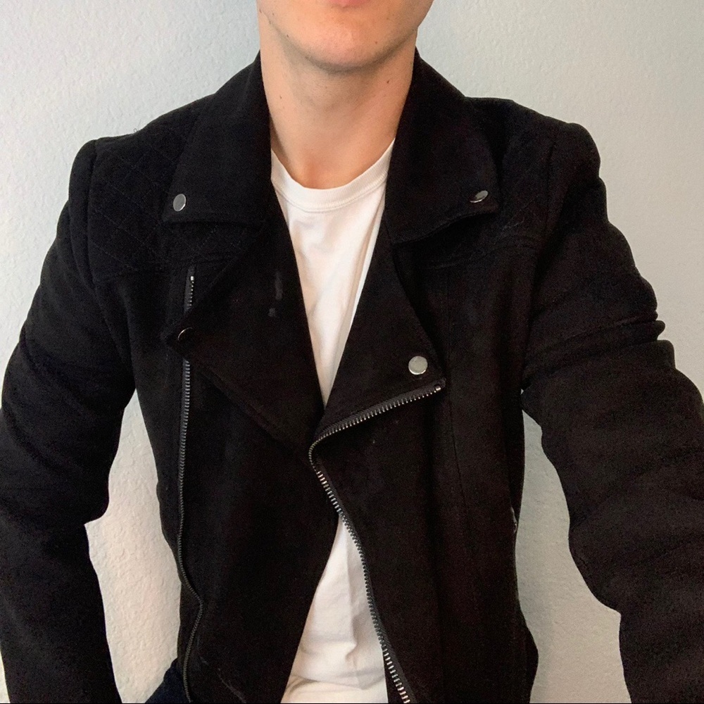 Topman black suede bomber zip jacket size M men’s